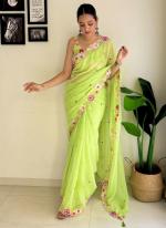 Faux Georgette Green Festival Wear Sequins Work Saree